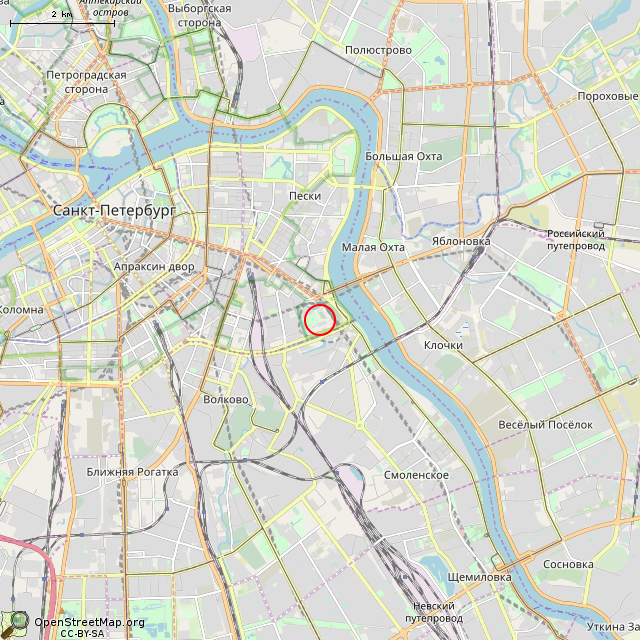 Карта где находится Юго-Западная башня (Санкт-Петербург) в мелком масштабе