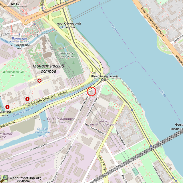Карта где находится Башни (Санкт-Петербург) в среднем масштабе