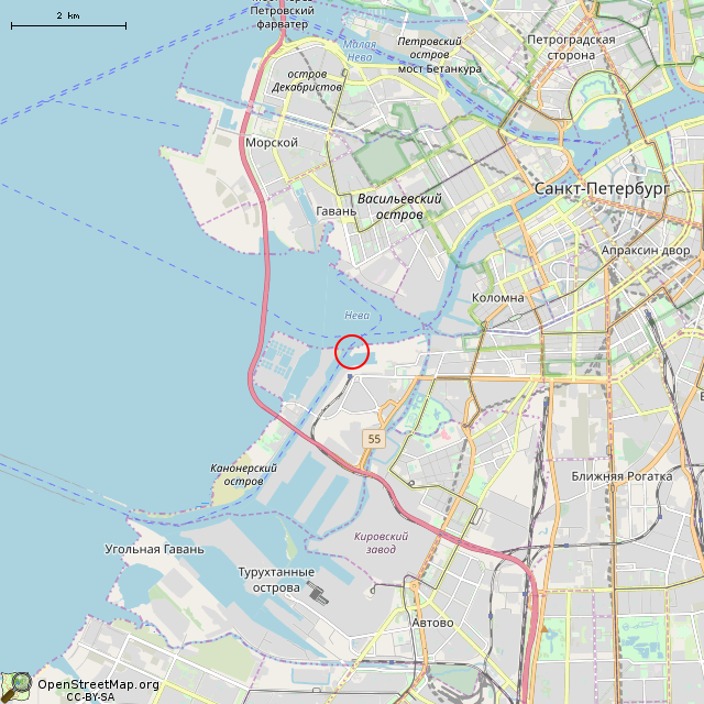 Карта где находится Башня АРЛП «Невские ворота» (Санкт-Петербург) в мелком масштабе