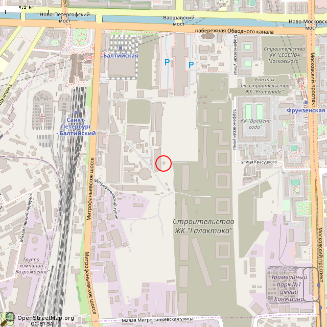 Карта где находится Водонапорная башня (Санкт-Петербург) в среднем масштабе