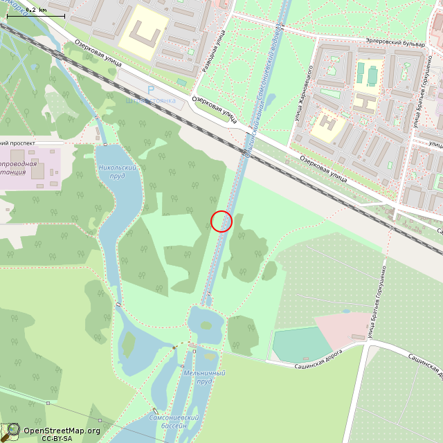 Карта где находится Небольшая плотина на Самсоньевском водоводе (Санкт-Петербург) в среднем масштабе