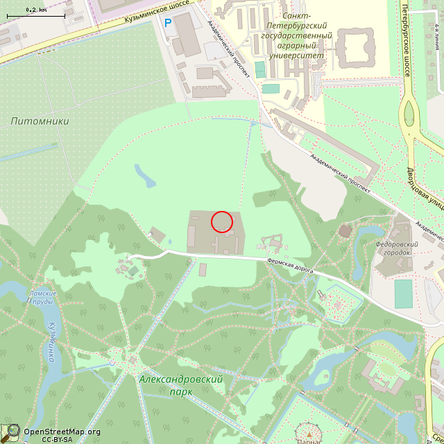 Карта где находится Молочный павильон (Санкт-Петербург) в среднем масштабе