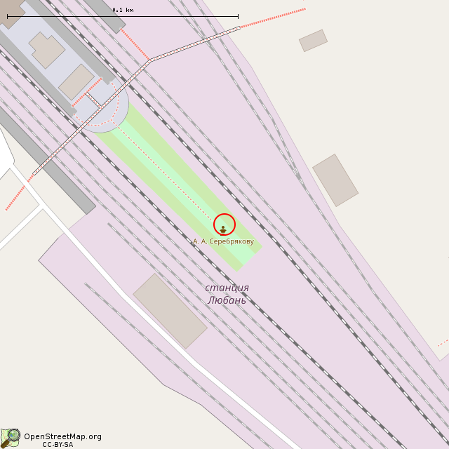 Карта где находится Бюст Серебрякову А.А. (Любань) в крупном масштабе