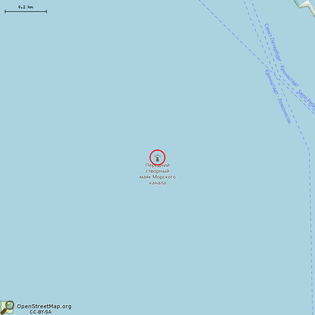 Карта где находится Передний створный маяк Морского канала (Санкт-Петербург) в среднем масштабе