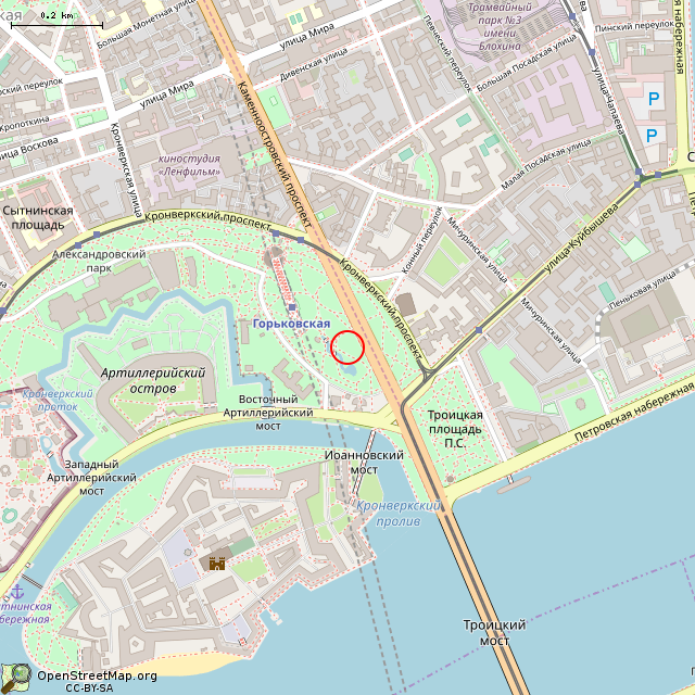Карта где находится Скульптура «Рисующая девушка» (Санкт-Петербург) в среднем масштабе