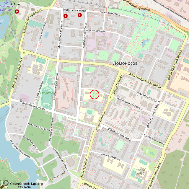 Карта где находится Сквер 300-летия Ораниенбаума — «Сквер с лягушками» (Санкт-Петербург) в среднем масштабе