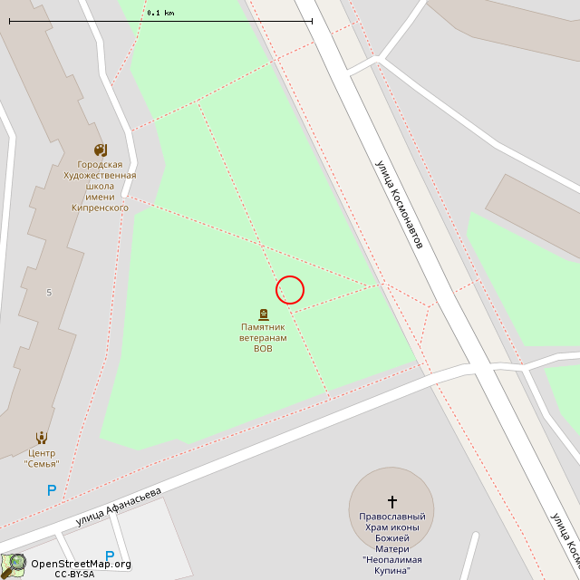 Карта где находится Аллея Героев и Монумент Славы (Сосновый Бор) в крупном масштабе