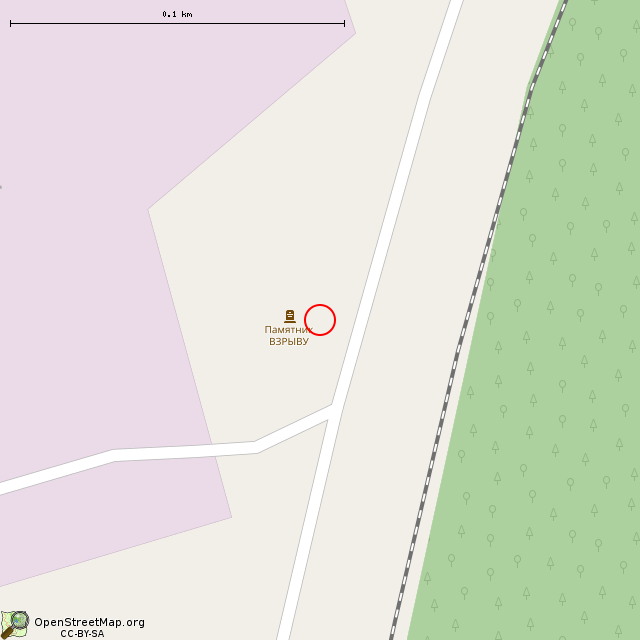 Карта где находится Мемориал «Взрыв» (Сосновый Бор) в крупном масштабе