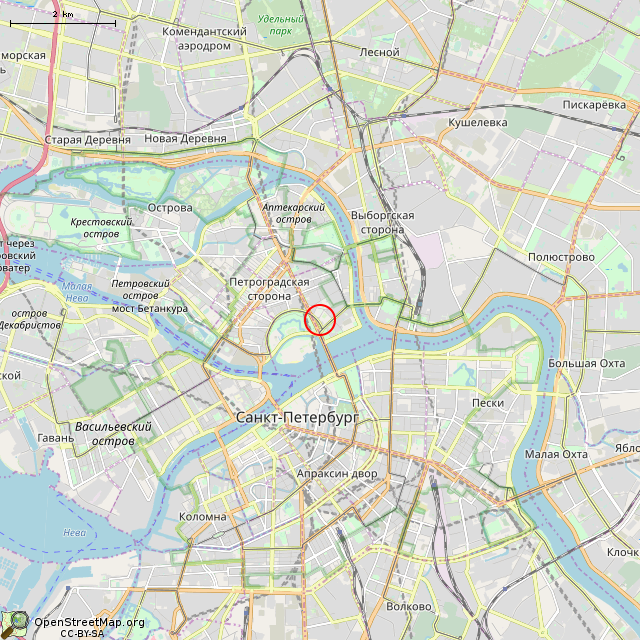 Карта где находится Минарет восточный (Санкт-Петербург) в мелком масштабе