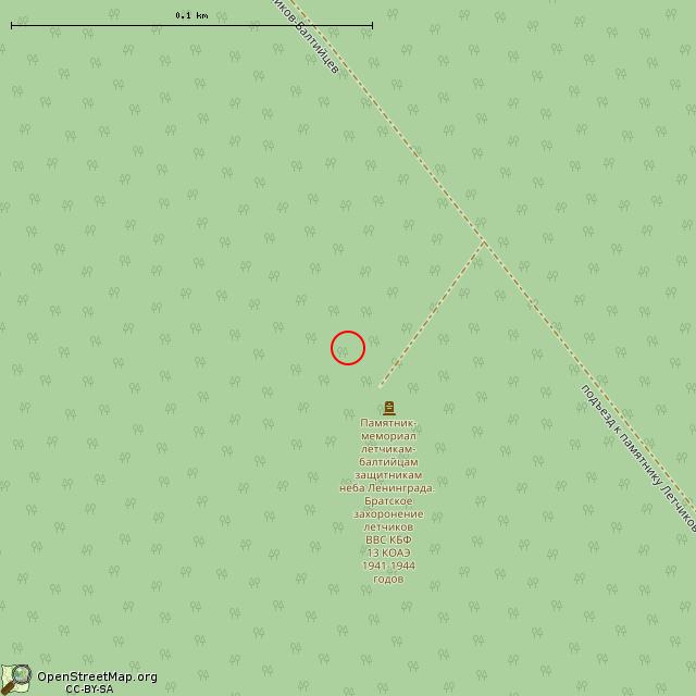 Карта где находится Братская могила летчиков-балтийцев 13 ОКИАЭ КБФ в крупном масштабе