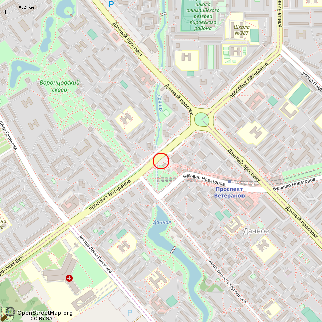 Карта где находится Скульптурная группа (Санкт-Петербург) в среднем масштабе