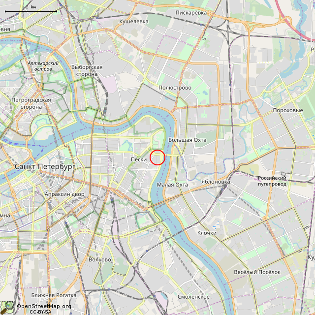 Карта где находится Башня (Санкт-Петербург) в мелком масштабе