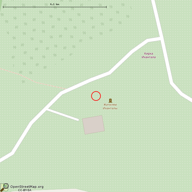 Карта где находится Мемориал жителям Иханталы погибшим в войнах 1939–1944 гг. в крупном масштабе