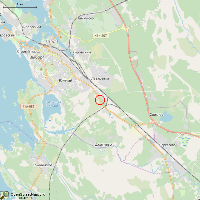 Карта где находится Воин-победитель (Выборг) в мелком масштабе