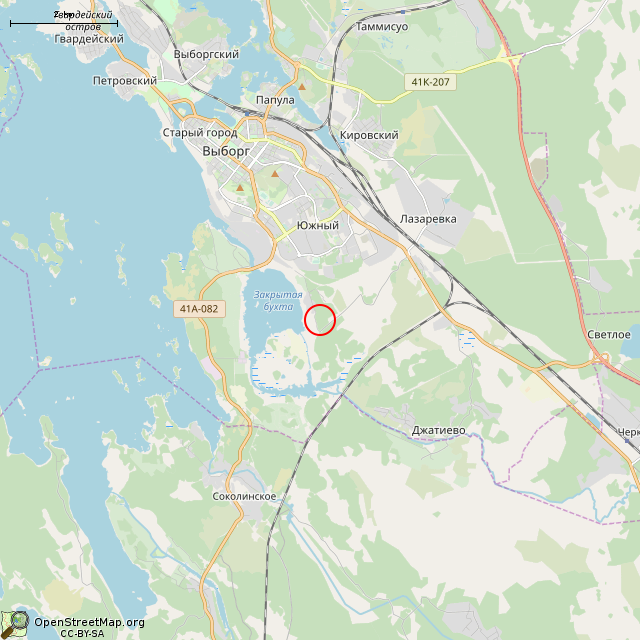 Карта где находится Мемориал советским воинам (Выборг) в мелком масштабе
