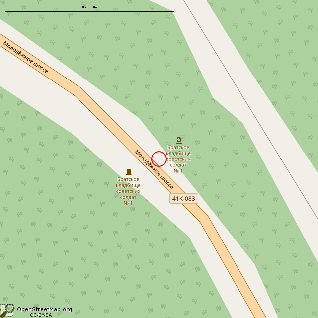 Карта где находится Братское кладбище советских солдат № 1 в крупном масштабе
