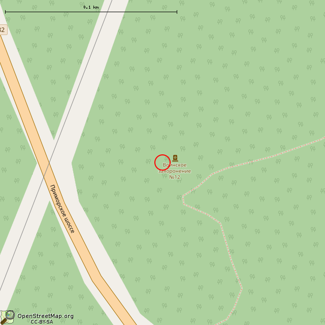 Карта где находится Братская могила советских воинов № 12 в крупном масштабе