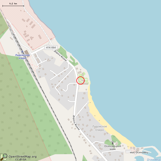 Карта где находится Мемориал (Ладожское Озеро) в среднем масштабе