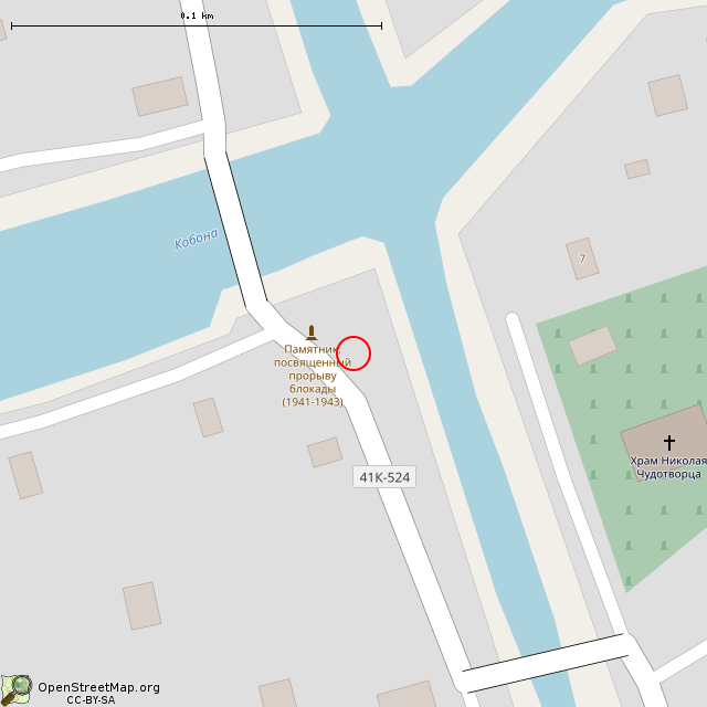 Карта где находится Стела «Героям „Дороги жизни”» (Кобона) в крупном масштабе