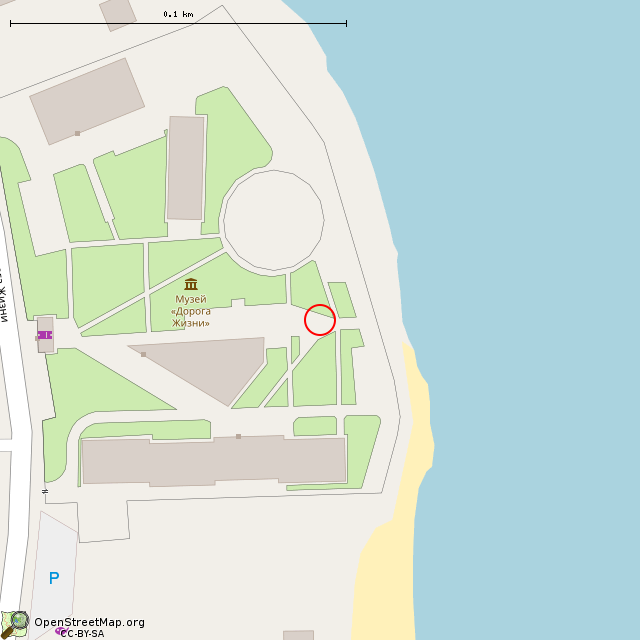 Карта где находится Памятник Героям Дороги Жизни (Ладожское Озеро) в крупном масштабе