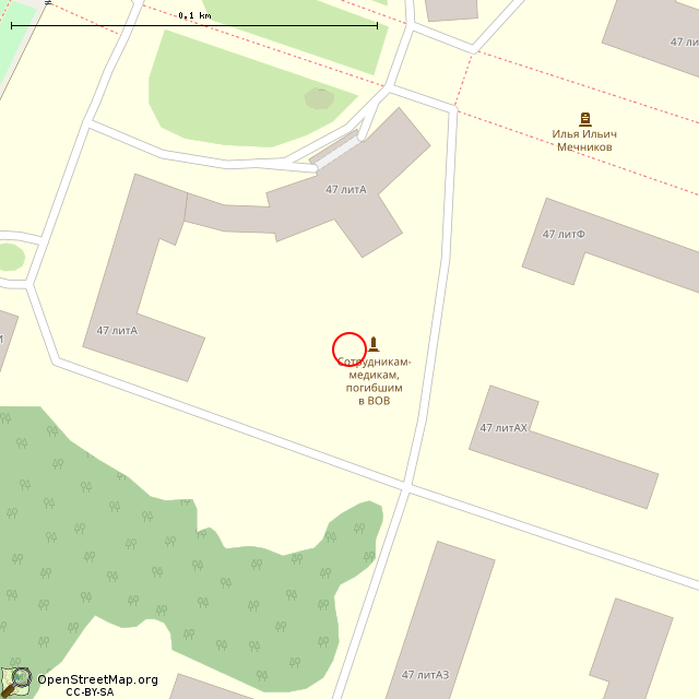 Карта где находится Памятник погибшим сотрудникам 2-го ЛМИ (Санкт-Петербург)      | Вторая мировая война, военный памятник / мемориал в крупном масштабе