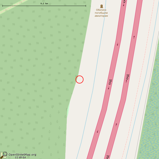 Карта где находится Памятник погибшим авиаторам в крупном масштабе