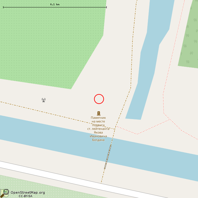Карта где находится Памятник на месте подвига Я. И. Богдана     | Вторая мировая война, военный памятник / мемориал, воинское захоронение в крупном масштабе