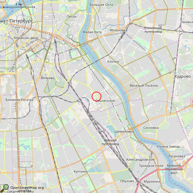 Карта где находится Памятник морякам полярных конвоев 1941–1945 гг. (Санкт-Петербург) в мелком масштабе