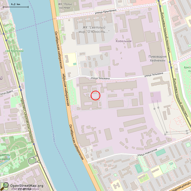 Карта где находится Памятник погибшим сотрудникам Текстильного комбината им. Э. Тельмана (Санкт-Петербург) в среднем масштабе