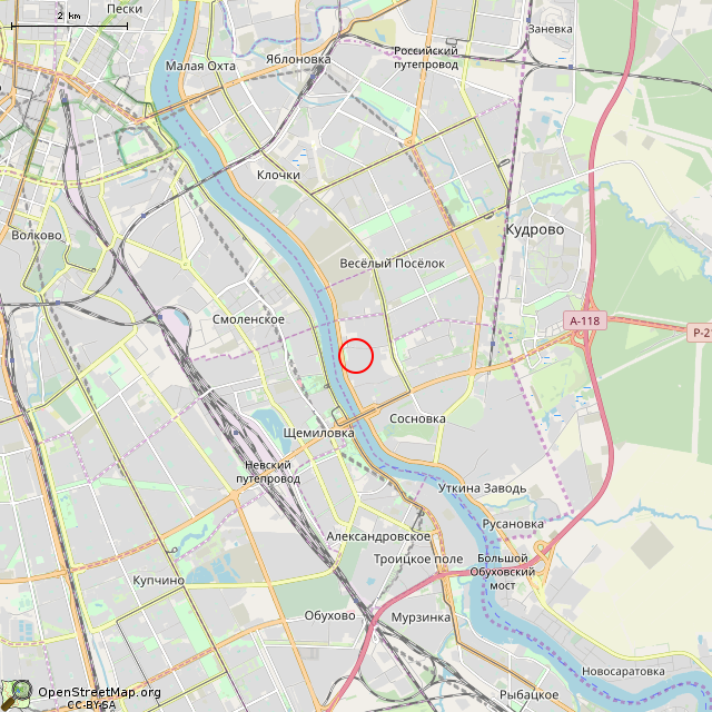 Карта где находится Памятник погибшим сотрудникам Текстильного комбината им. Э. Тельмана (Санкт-Петербург) в мелком масштабе