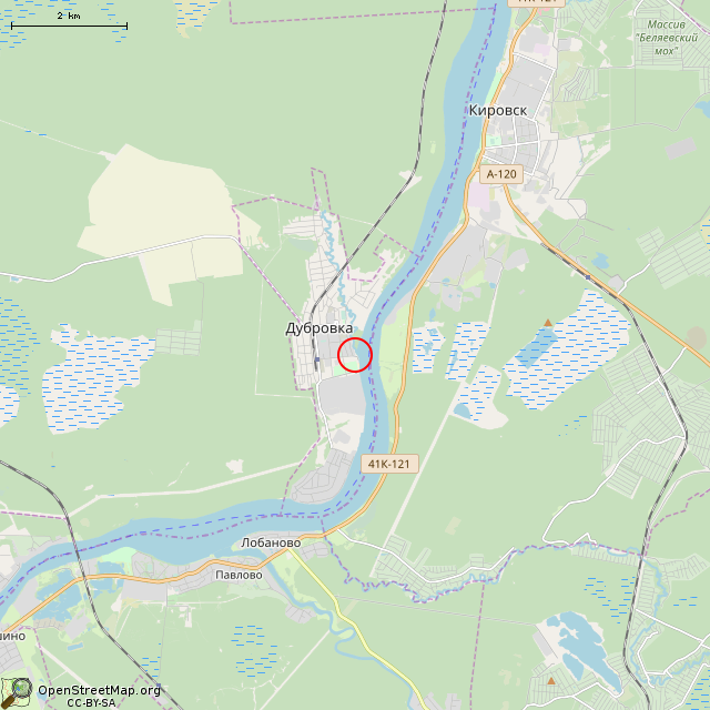Карта где находится Башня танка Т-26 (Дубровка) в мелком масштабе