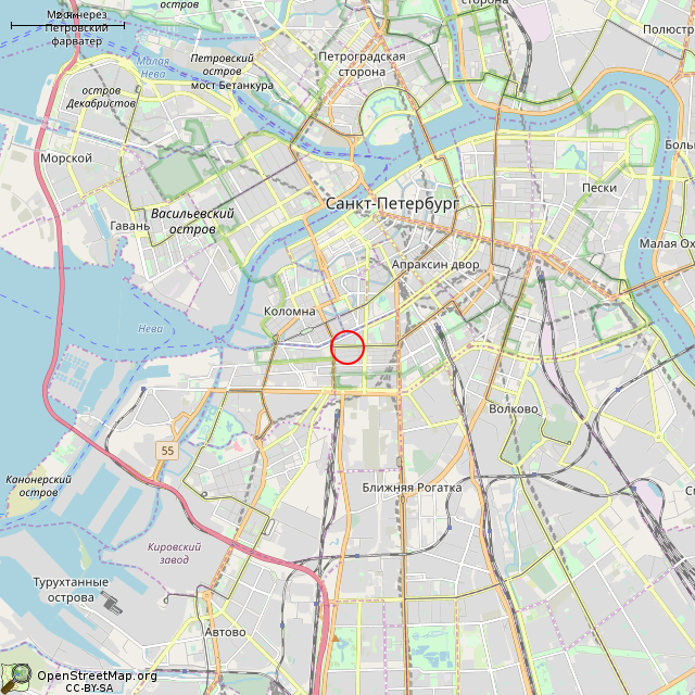 Карта где находится Башенк с флюгером (Санкт-Петербург) в мелком масштабе