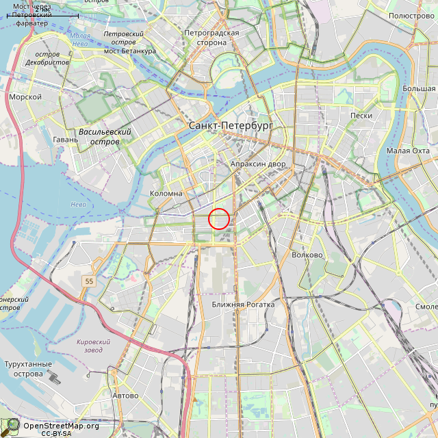 Карта где находится Площадка (Санкт-Петербург) в мелком масштабе