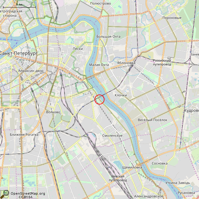 Карта где находится Башенка (Санкт-Петербург)      | башня в мелком масштабе