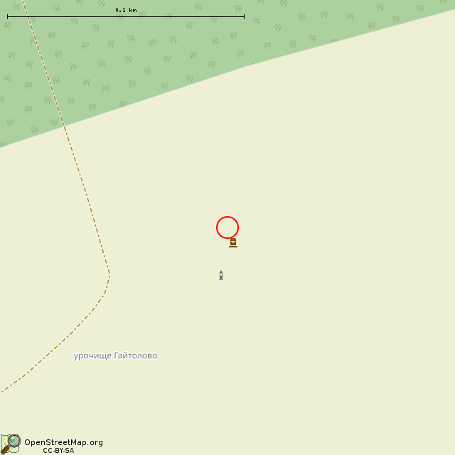 Карта где находится Памятник и захоронения в дер. Гайтолово в крупном масштабе
