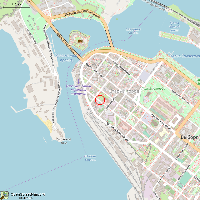 Карта где находится Руины здания (Выборг) в среднем масштабе