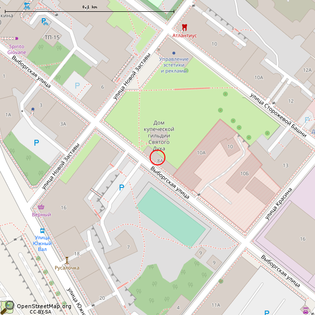 Карта где находится Руины здания (Выборг) в крупном масштабе