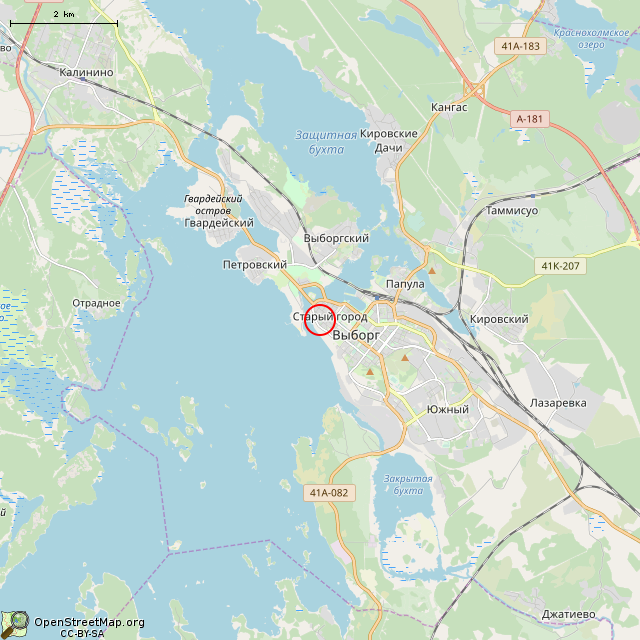 Карта где находится Руины здания (Выборг) в мелком масштабе