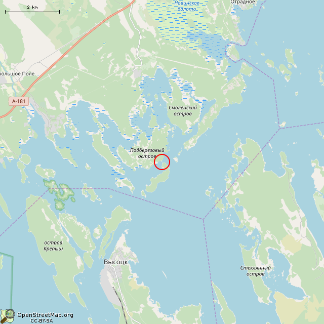 Карта где находится Дамба на остров Овчинный в мелком масштабе
