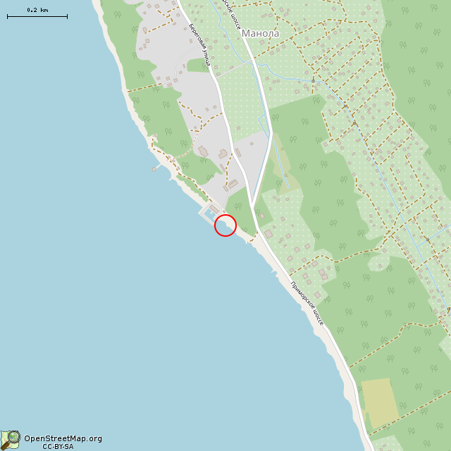 Карта где находится Слип для спуска лодок в среднем масштабе