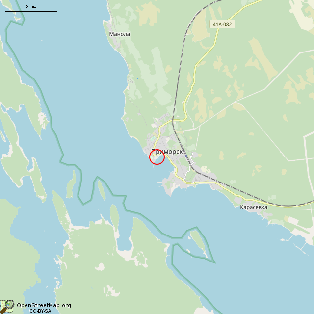 Карта где находится Причал № 29а (Приморск) в мелком масштабе