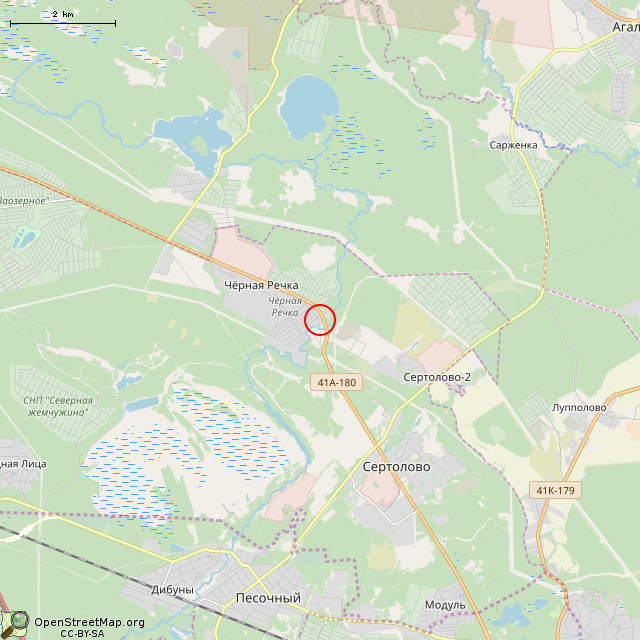 Карта где находится Братская могила и воинский мемориал (Сертолово) в мелком масштабе