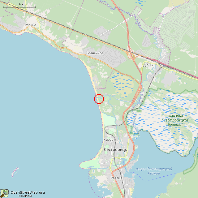 Карта где находится Руина железобетонного сооружения (Санкт-Петербург) в мелком масштабе