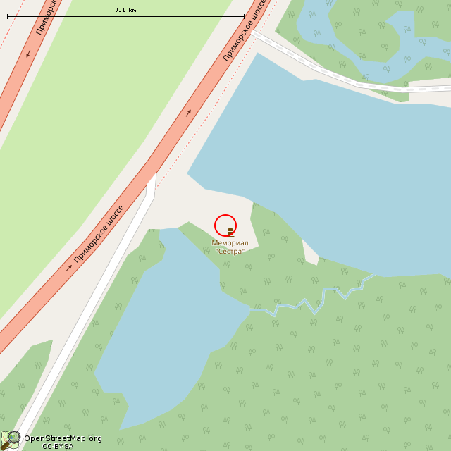 Карта где находится Мемориал «Сестра» (Санкт-Петербург) в крупном масштабе