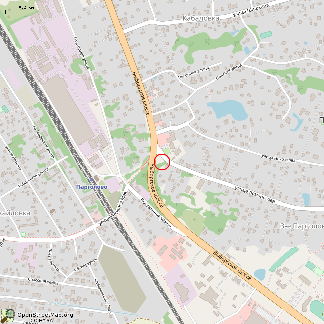 Карта где находится Памятник жителям Парголово, погибшим в годы ВОВ (Санкт-Петербург) в среднем масштабе