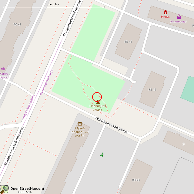 Карта где находится Рубка подводной лодки (Санкт-Петербург) в крупном масштабе