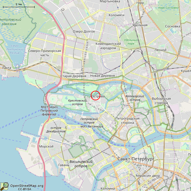 Карта где находится Причал «Депутатская ул., 34» (Санкт-Петербург) в мелком масштабе