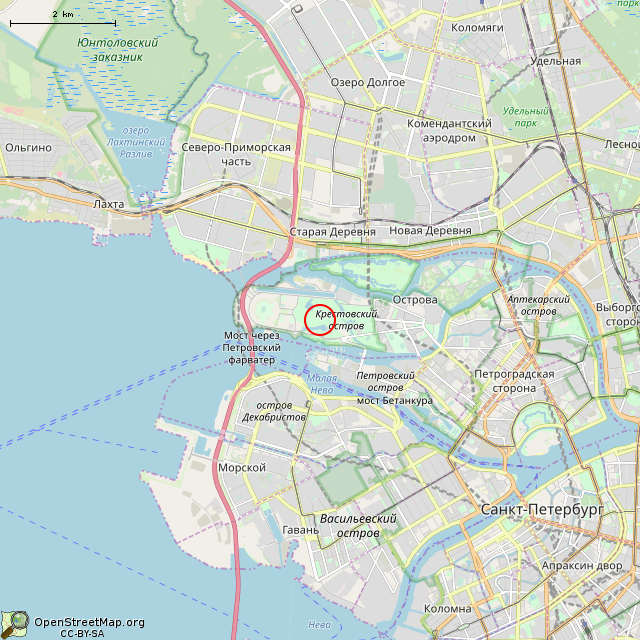 Карта где находится Памятник моряку-балтийцу (Санкт-Петербург) в мелком масштабе