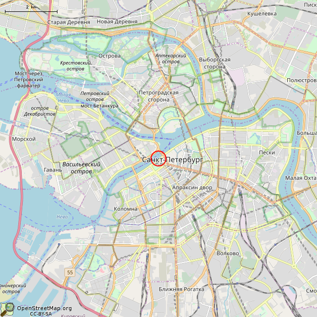 Карта где находится Причал (Санкт-Петербург) в мелком масштабе