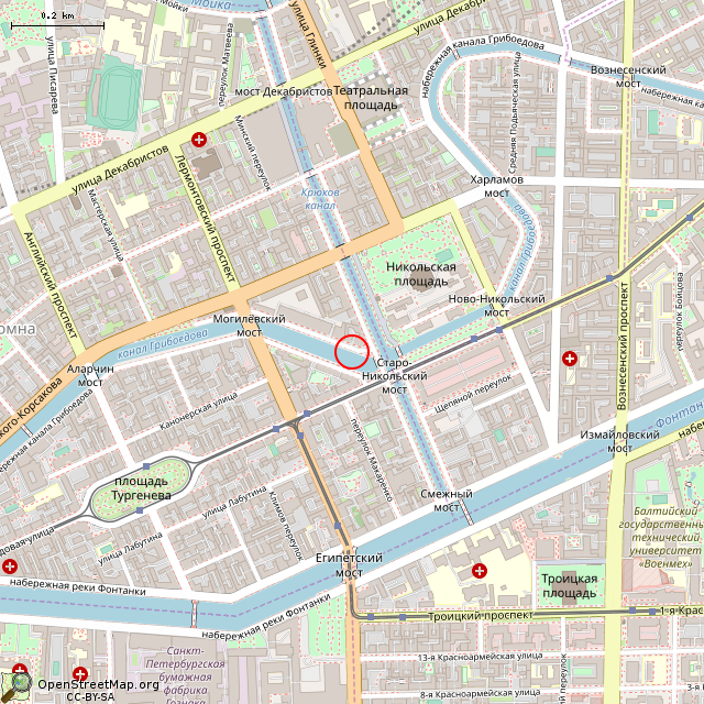 Карта где находится Спуск к воде (Санкт-Петербург) в среднем масштабе